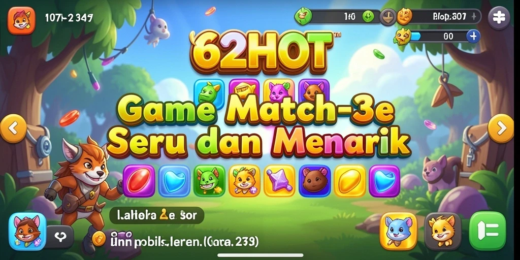 Tampilan gameplay 62HOT yang penuh warna dan menarik.