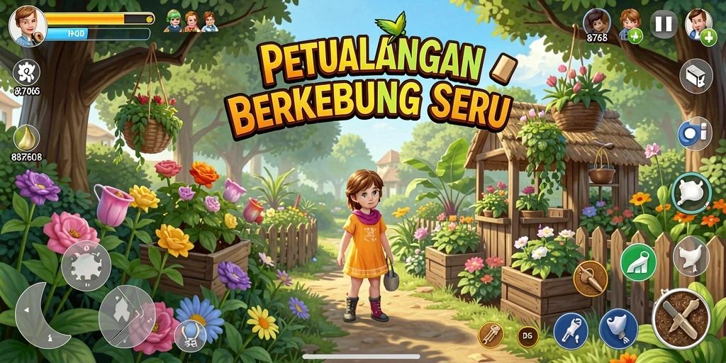 Tampilan menarik gameplay berkebun di 8768.