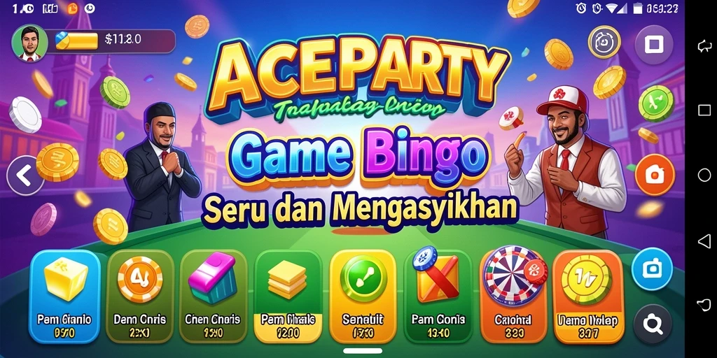 Tampilan gameplay seru di ACEPARTY dengan fitur Bingo interaktif.