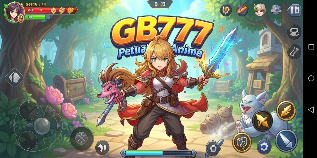 Screenshot gameplay GB777 menampilkan aksi karakter anime yang dinamis.