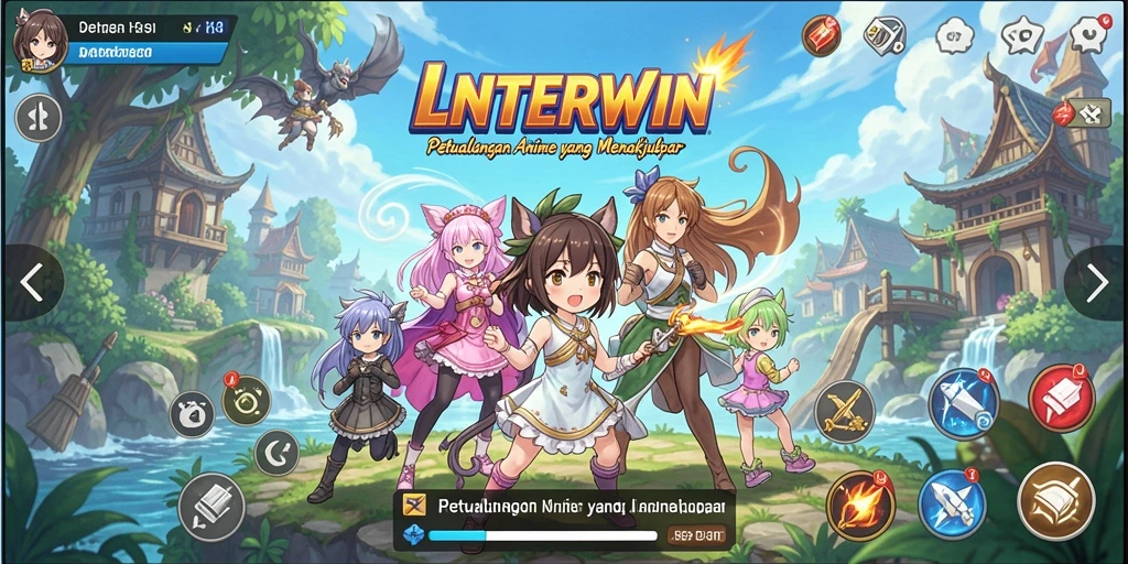 Tampilan gameplay LNTERWIN yang memukau dan penuh warna.