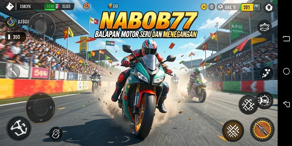 Screenshot utama NABOB77 menampilkan serunya gameplay balapan motor.