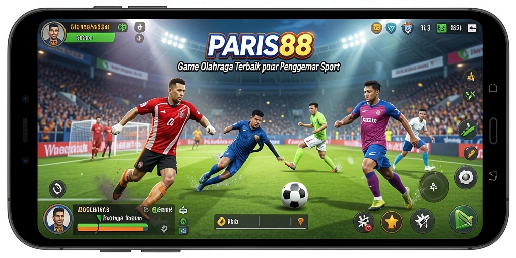Screenshot utama PARIS88 menampilkan aksi seru dalam permainan olahraga.