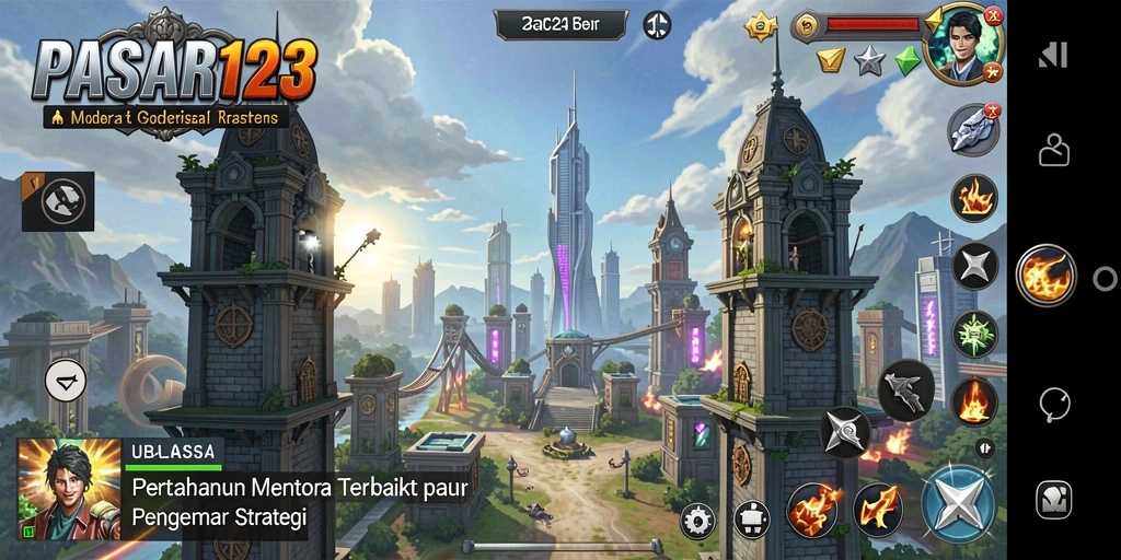 Tampilan gameplay seru dari PASAR123 dengan strategi menara yang menarik.