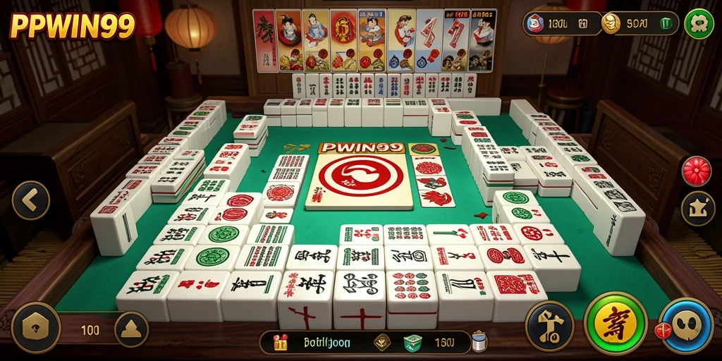 Tampilan gameplay seru PPWIN99 dengan desain ubin Mahjong yang indah.