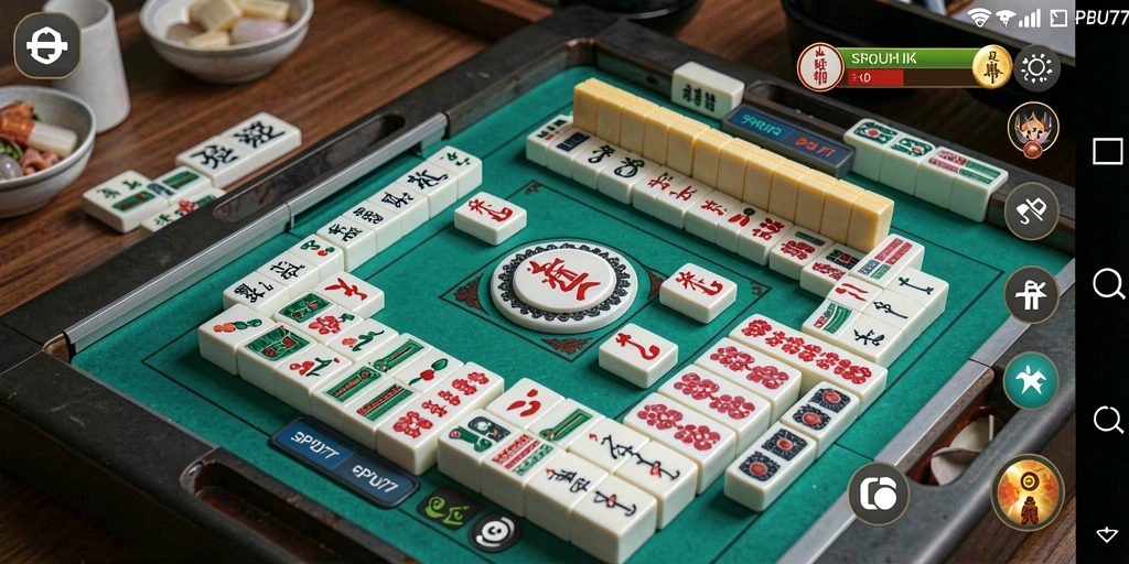 Screenshot utama SPBU77 menampilkan gameplay Mahjong yang seru dan grafis menarik.