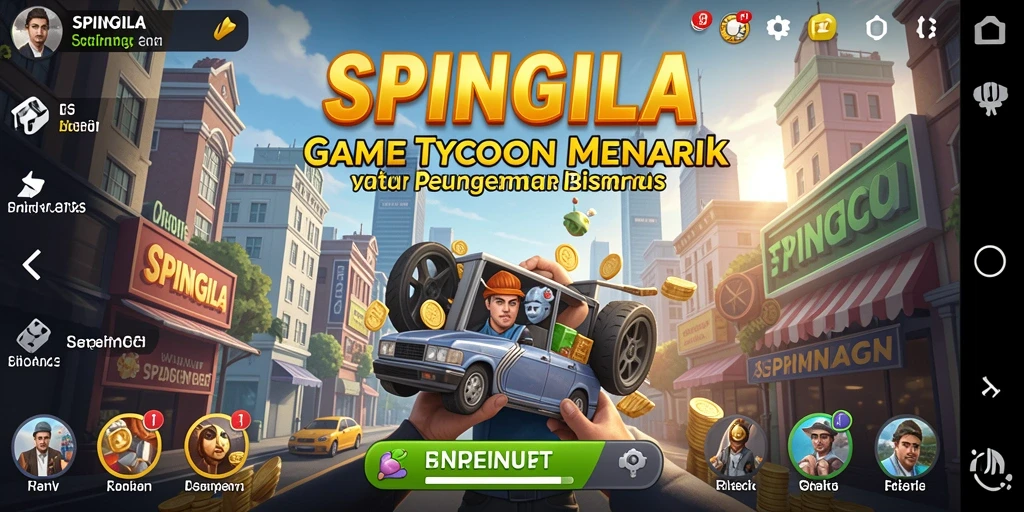 Screenshot gameplay SPINGILA yang menunjukkan manajemen bisnis yang inovatif.