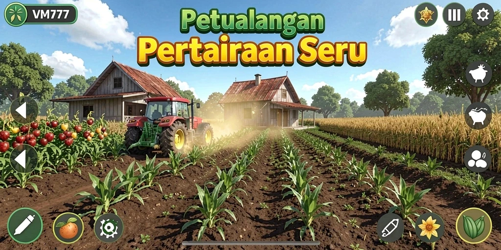 Tampilan gameplay seru di VM777 saat bercocok tanam.