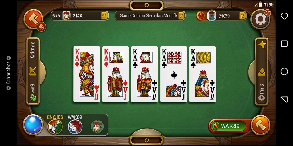 Gameplay seru WAK89 dengan pemain bersaing di meja Domino.